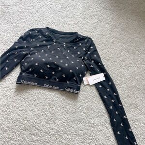 Calvin Klein Black Logo Patterned Top